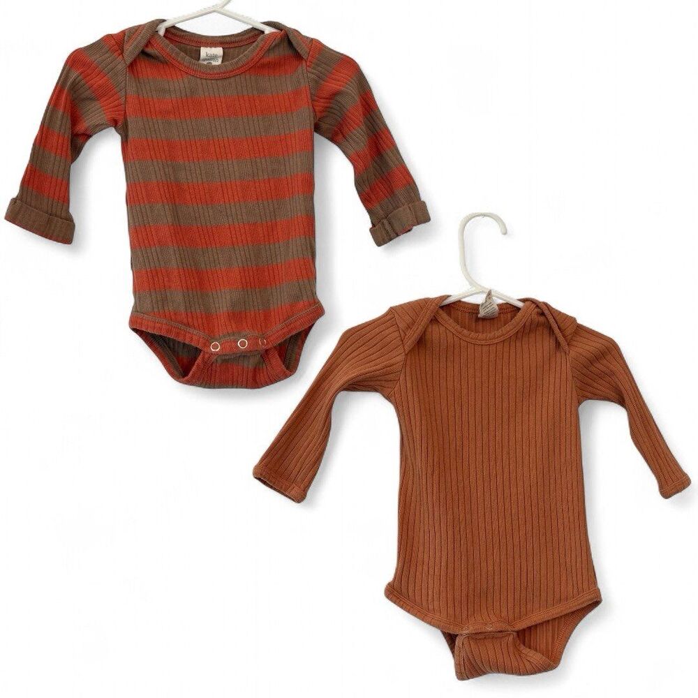 Bundle of 2 Kate Quinn Organic Cotton Ribbed Fall Bodysuit 6-12 Months